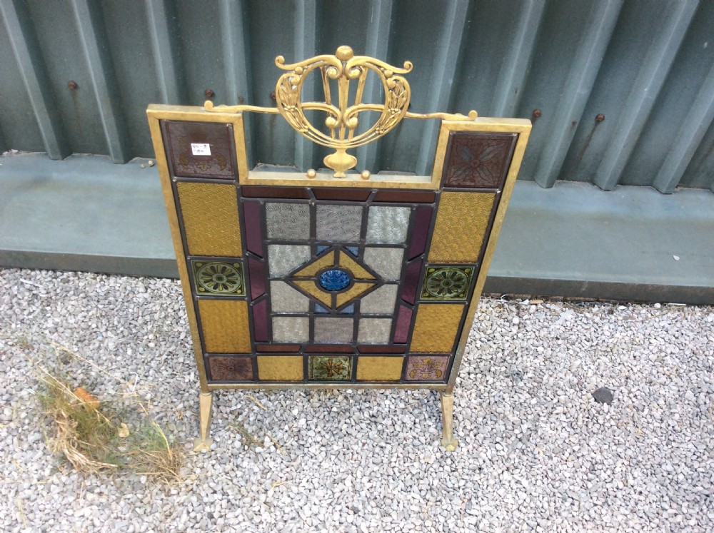 leaded glass fire screen