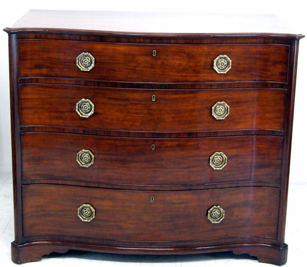 truly wonderful serpentine regency mahogany chest of drawers