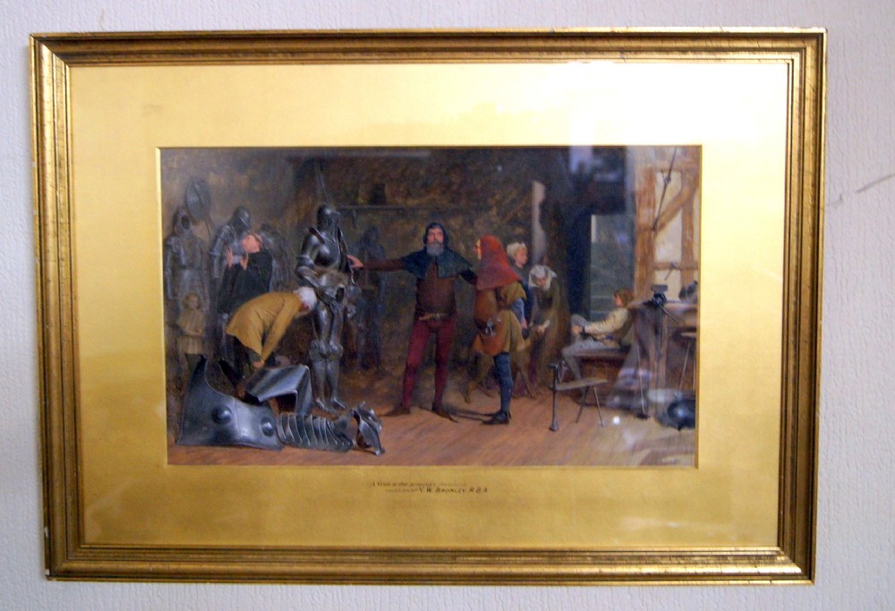 a very fine detailed watercolour by valentine walter bromley 'a visit to the armoury'