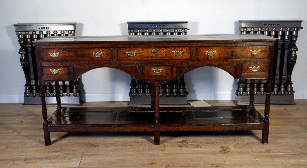 a delightful and unusual well patinated oak welsh dresser base