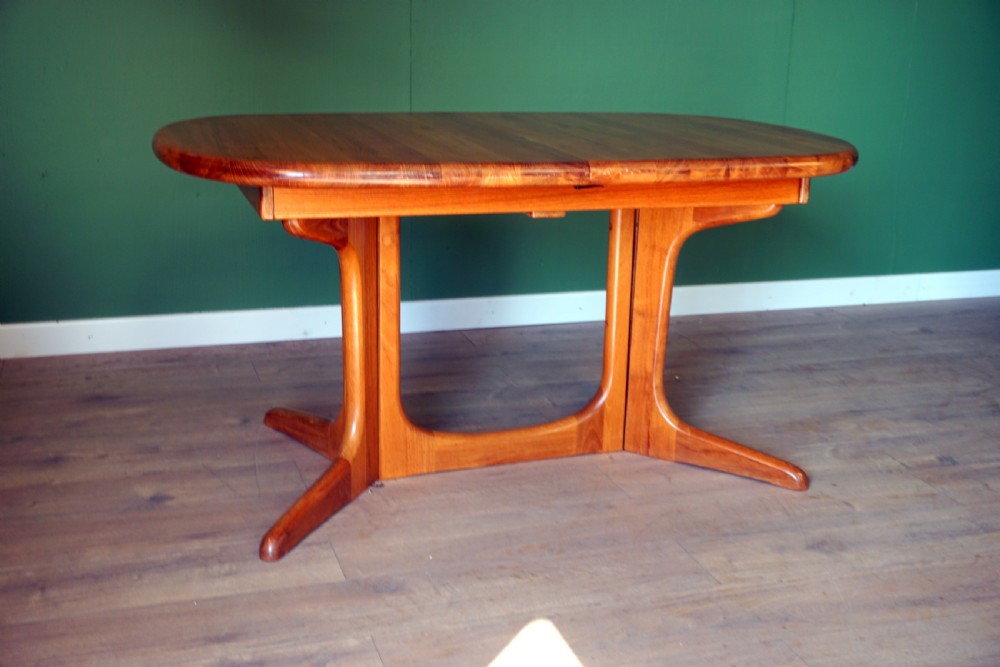 mid century danish oval teak extending table