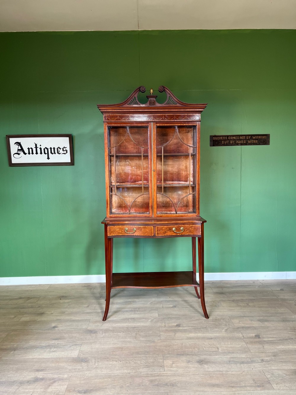 superb top quality sheraton revival inlaid china cabinet