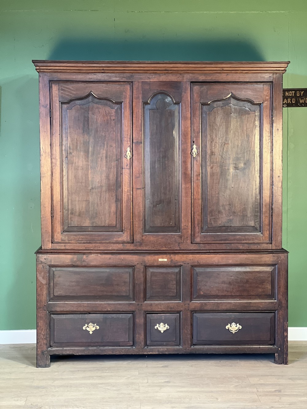 a good mid 18th century oak tack cupboard