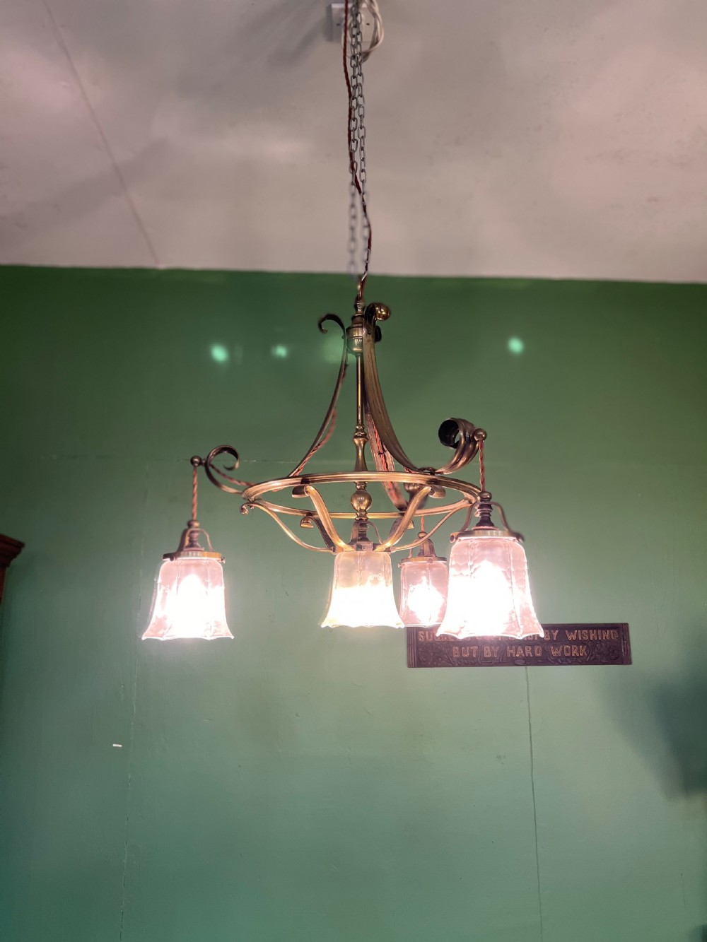 a good quality edwardian copper chandelier