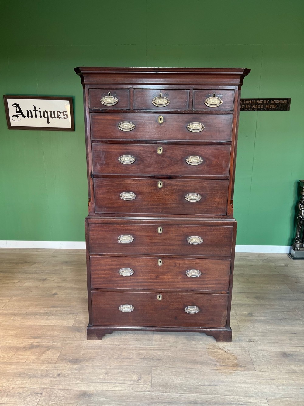 a good george 111 mahogany chest on chest with secretaire