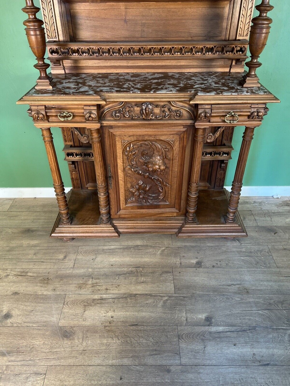 french walnut marble top buffet