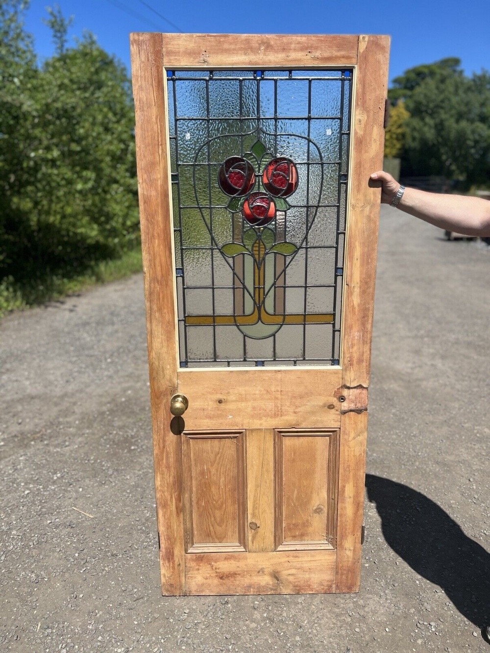 a fabulous leaded glass antique door