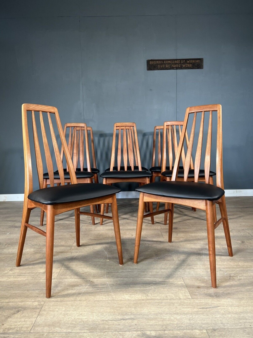 set of 8 danish mid century koefoed eva dining chairs