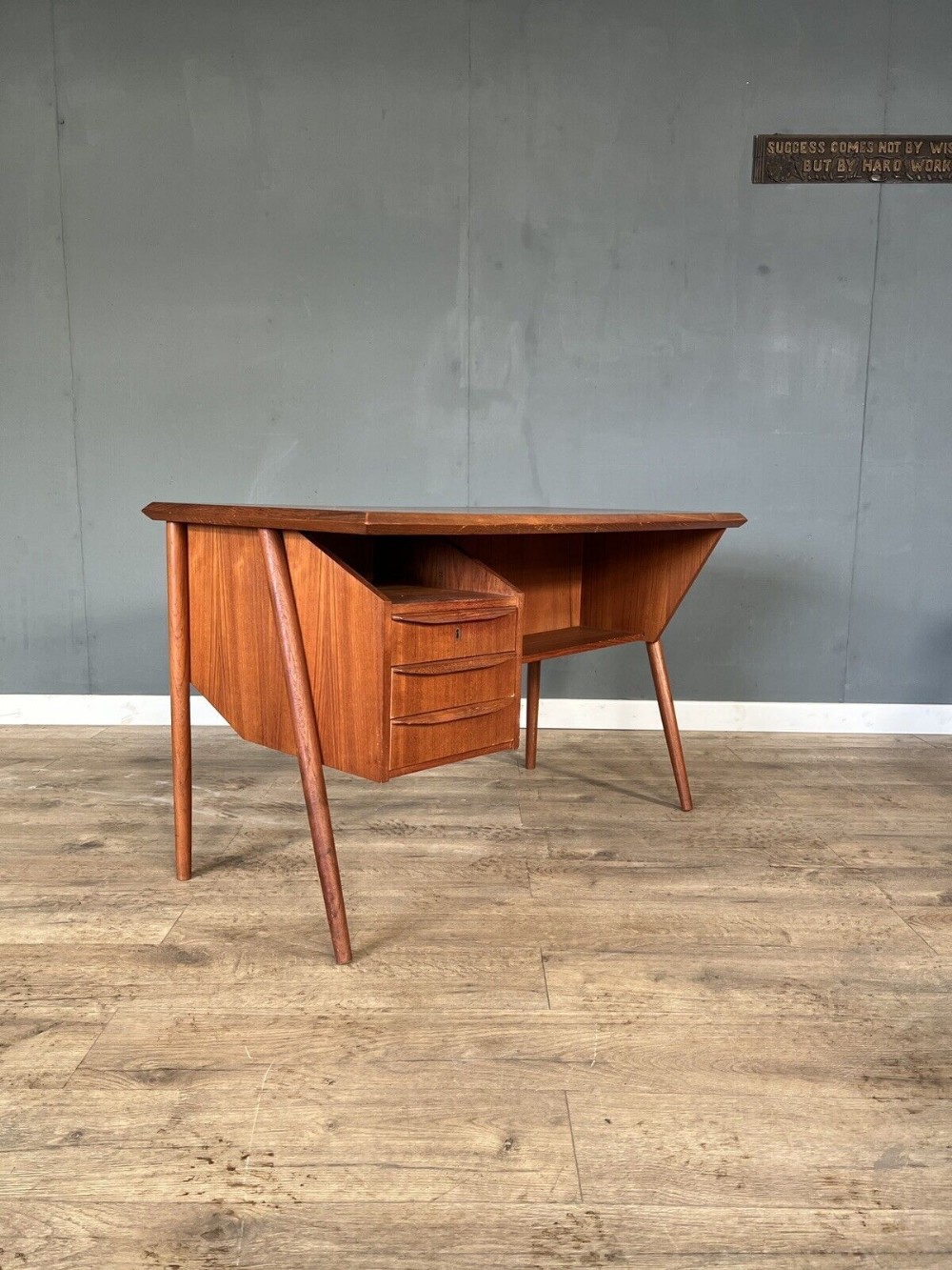 mid century danish teak desk by gunnar nielsen for tibergaard