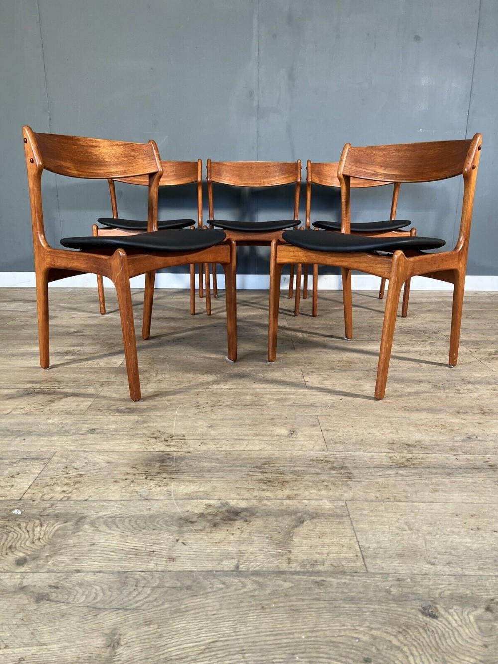 set of 5 danish teak chairs by erik buch 1960s