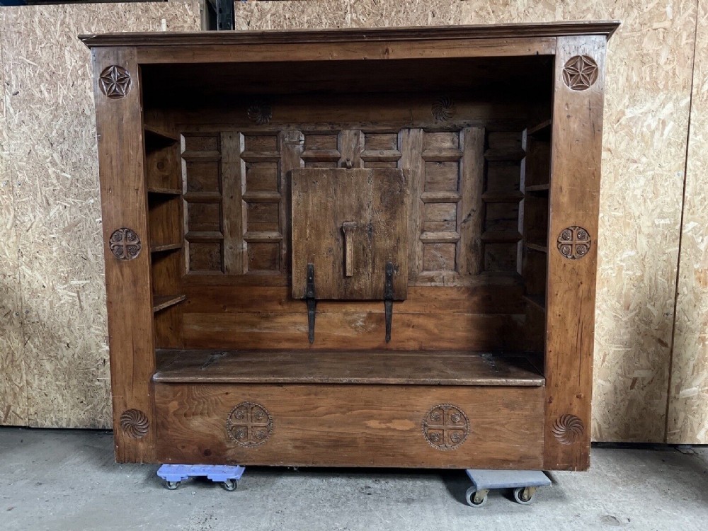 large 18th century panelled hall bench