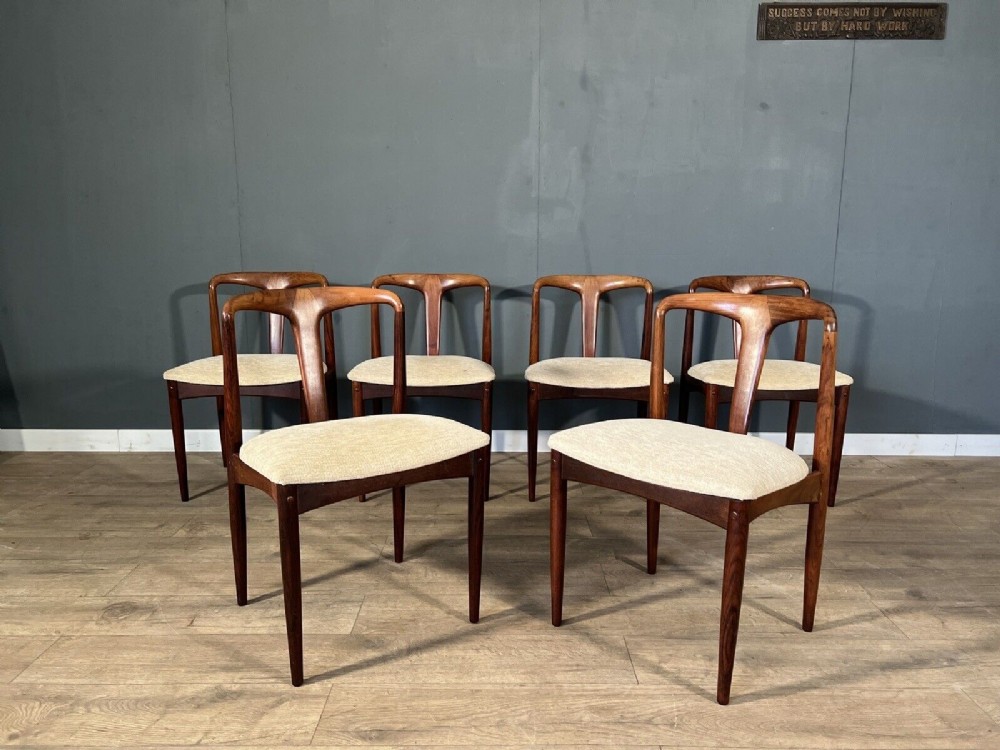 set of 6 rosewood danish johannes anderson dining chairs