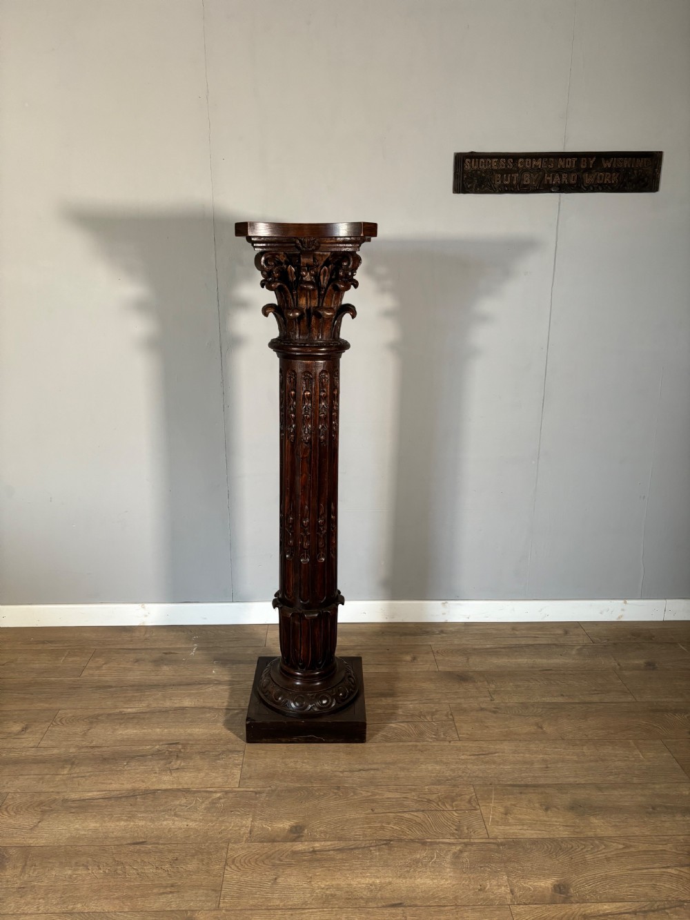large carved oak victorian torchere