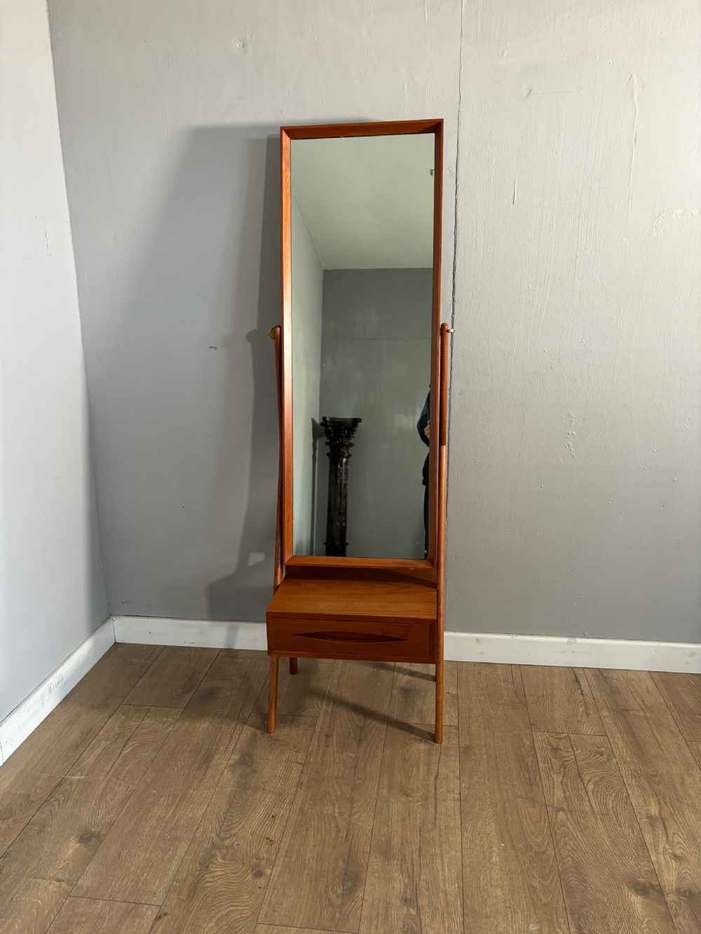 danish mid century teak cheval mirror by arne vodder