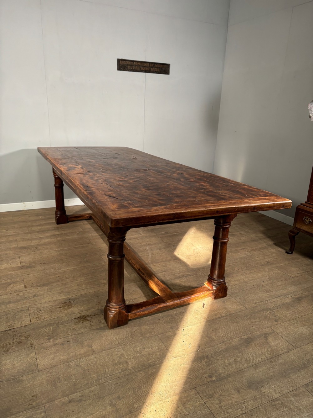 17th century style country oak and elm top refectory table
