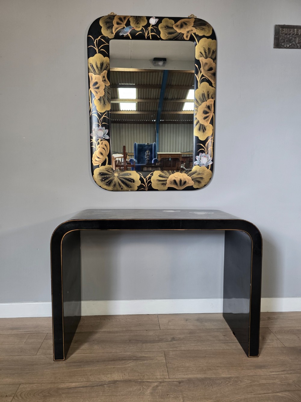 decorative midcentury chinese console table with mirror