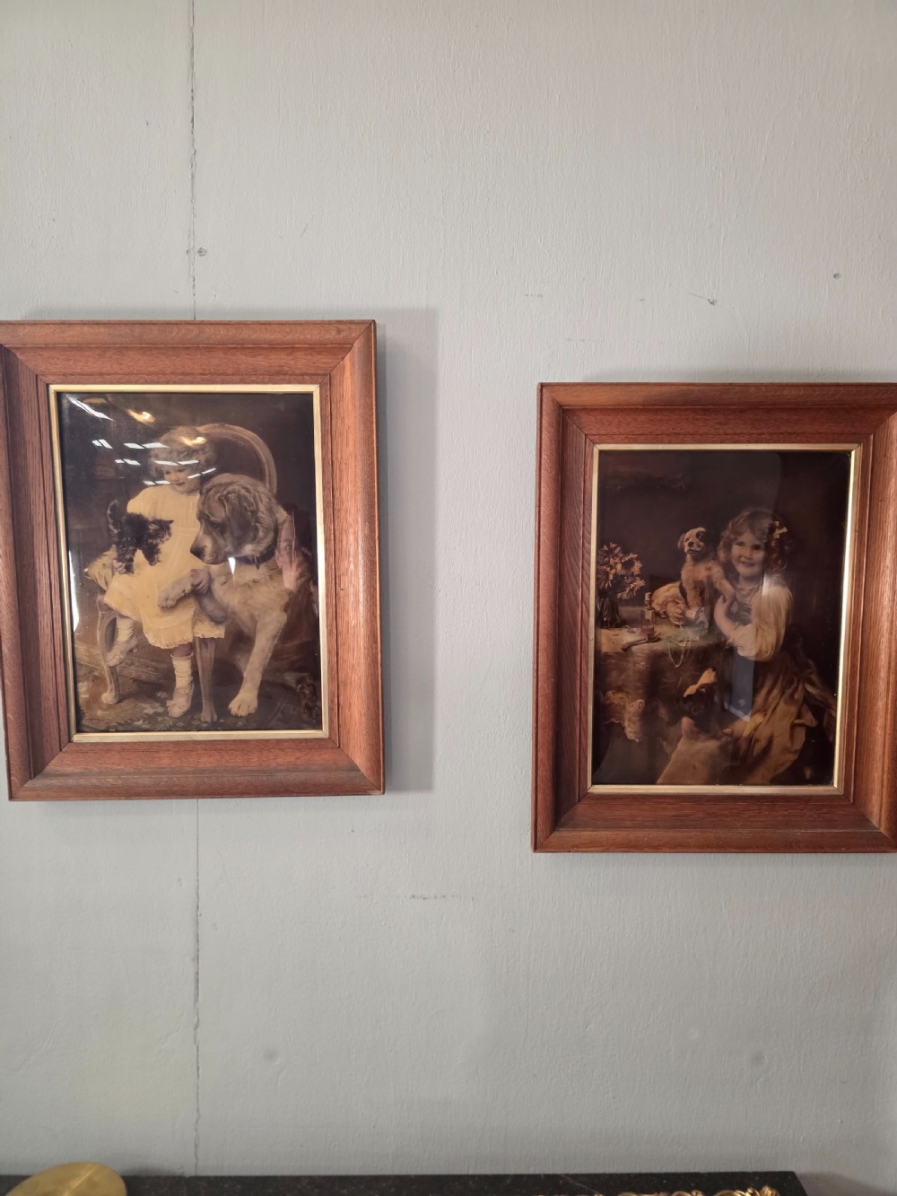 pair of crystoleum after arthur j elsley with lovely oak frames circa 1900