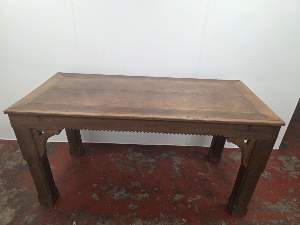 antique 1900s oak gothic console table