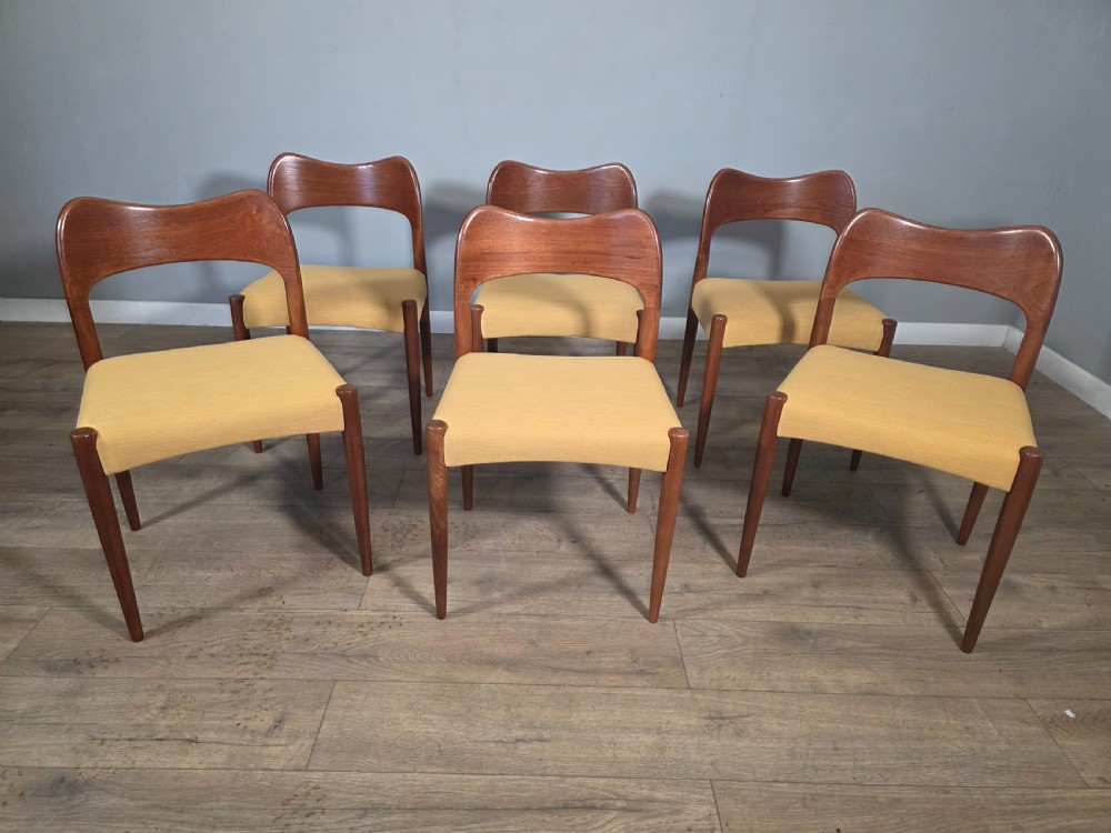 set of 6 danish teak midcentury dining chairs by arne hovmandolsen 1960s