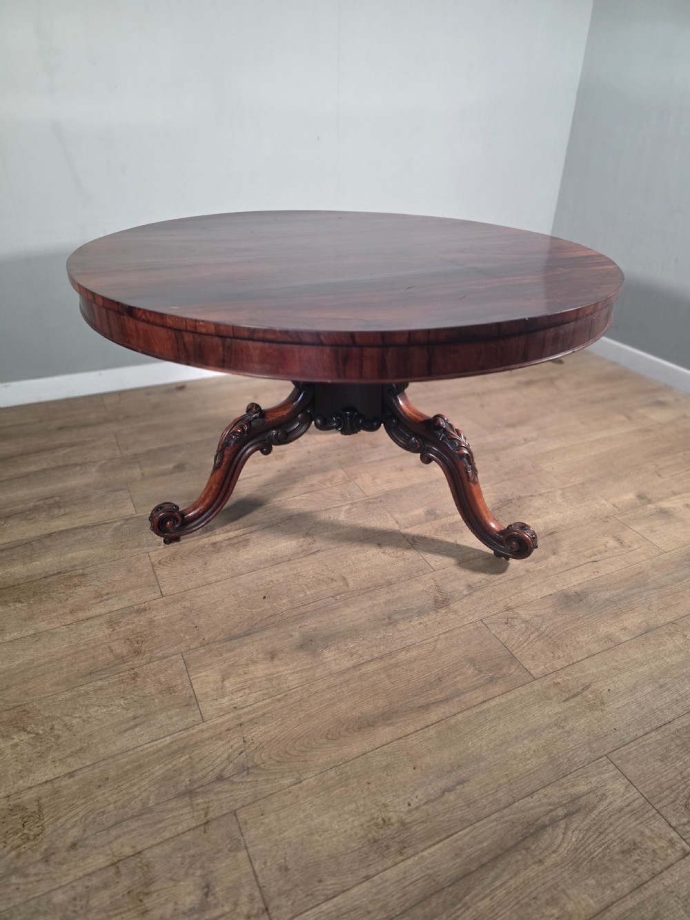 antique rosewood circular tilt top dining table 1850s