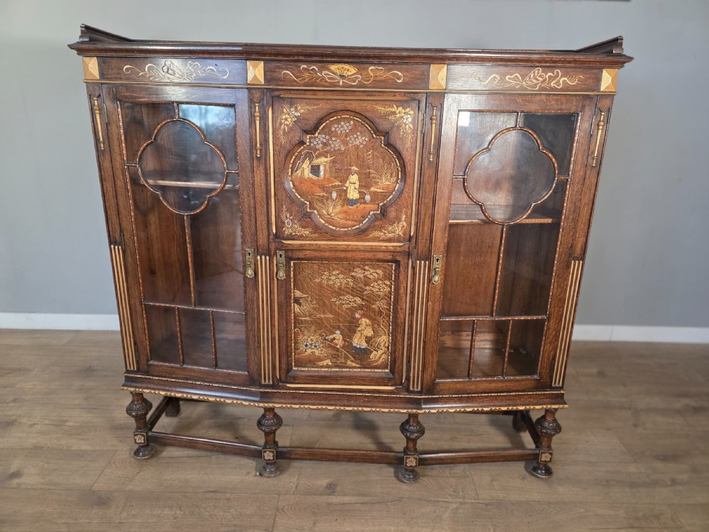 antique solid oak bookcase 1920s