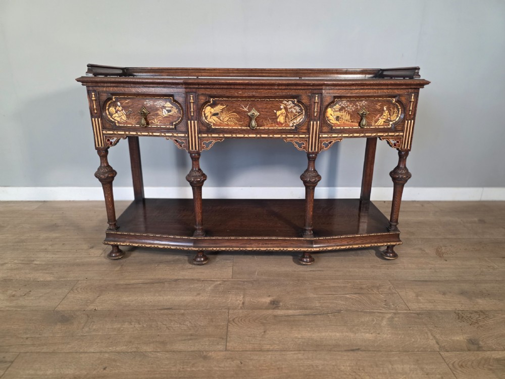 antique solid oak consoleserving table