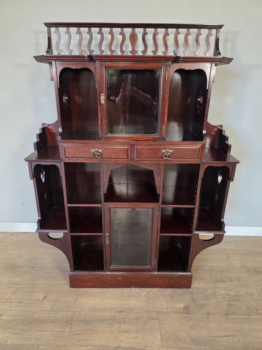 antique arts and crafts mahogany bookcase